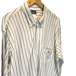 Lacoste Black & White Striped Button Down - size XXL